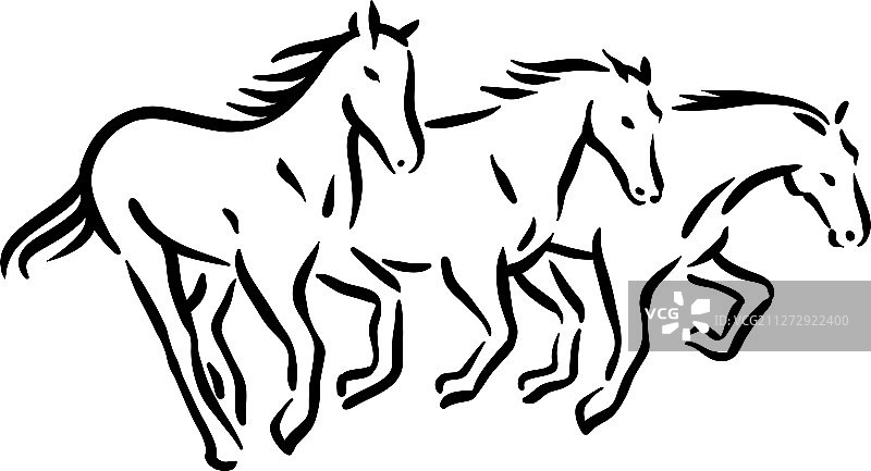 白色背景上的黑色马标志图片素材