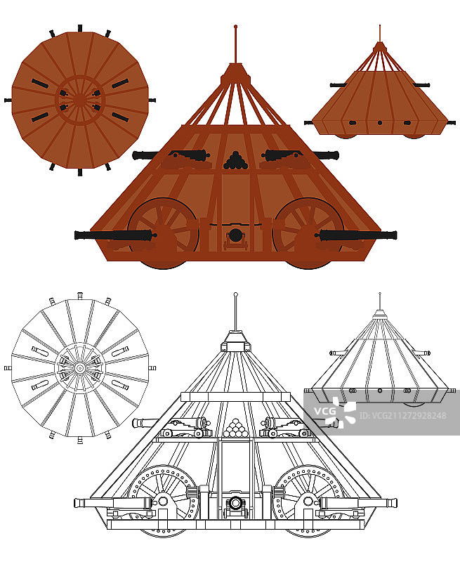 达芬奇装甲车彩色图图片素材