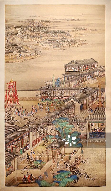 故宫中展示的门神年画古董图片素材