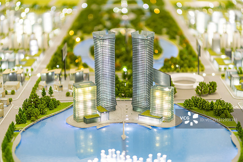 城市沙盘模型特写图片素材