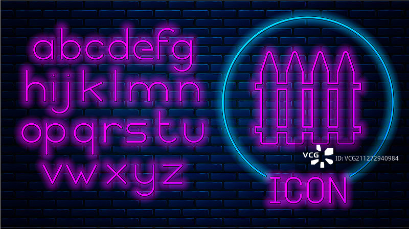 发光霓虹花园木栅栏图标图片素材