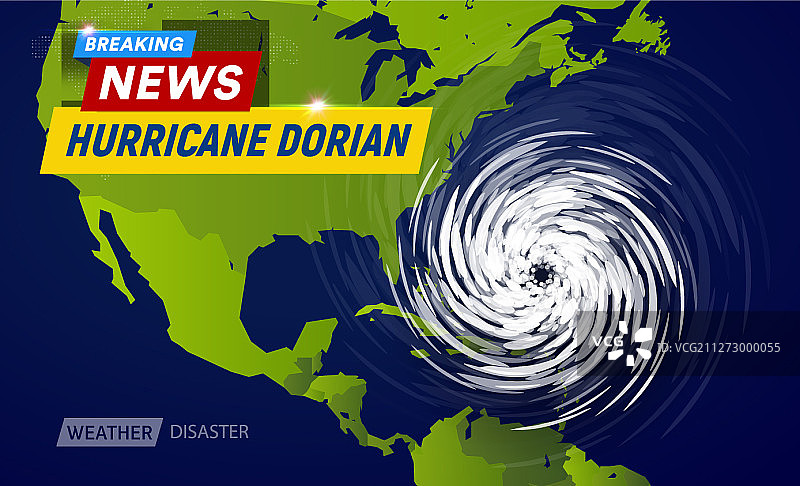 美国地图上的多里安飓风图片素材