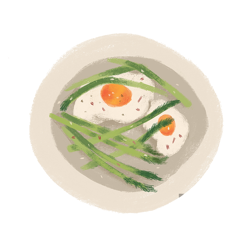 荷包蛋青菜食物插画元素图片素材