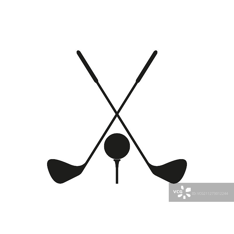 简约高尔夫球杆和球图标图片素材