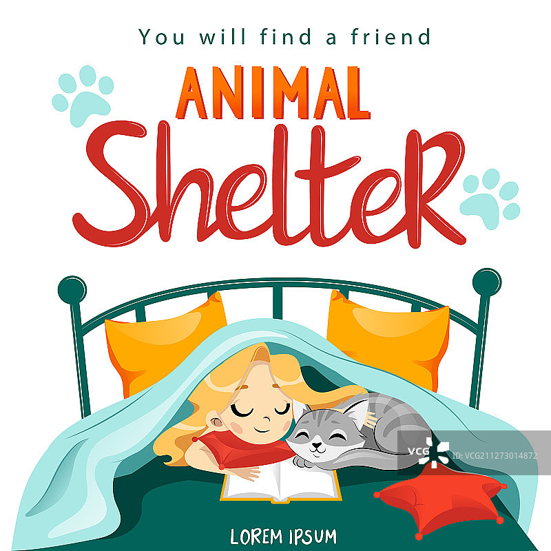 儿童猫咪动物收容所海报设计图片素材