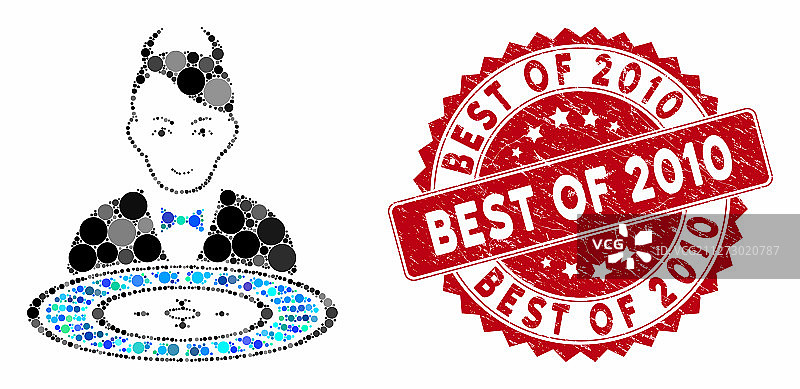 带有最佳刮痕的魔鬼轮盘赌经销商拼贴图片素材