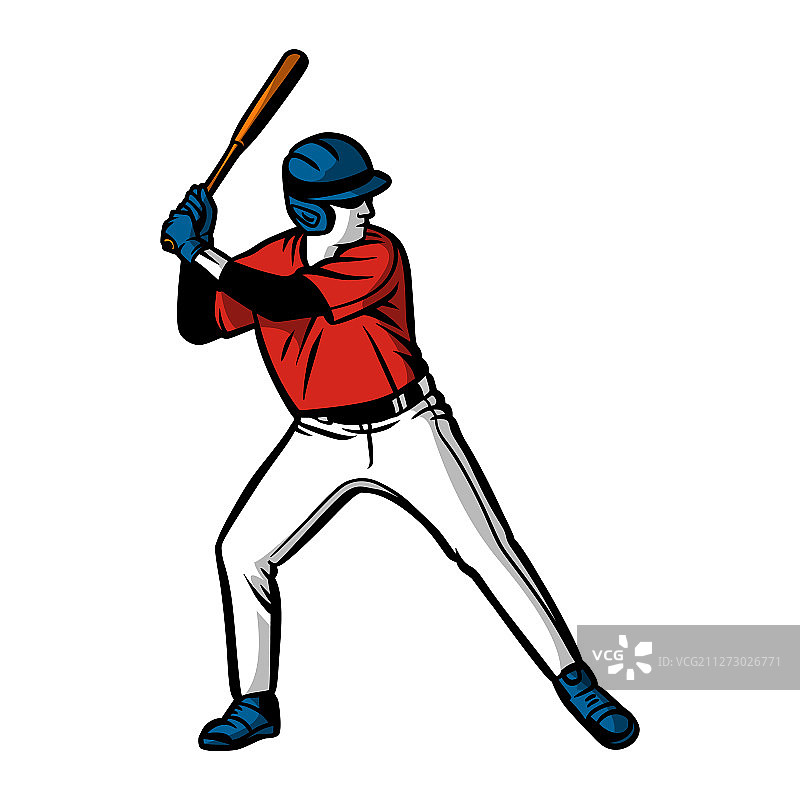 准备击球的棒球运动员彩色图图片素材