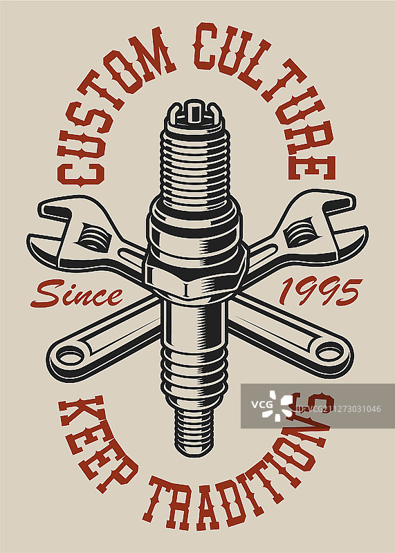 交叉扳手和火花塞图片素材