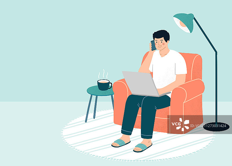 在家工作办公插画图片素材