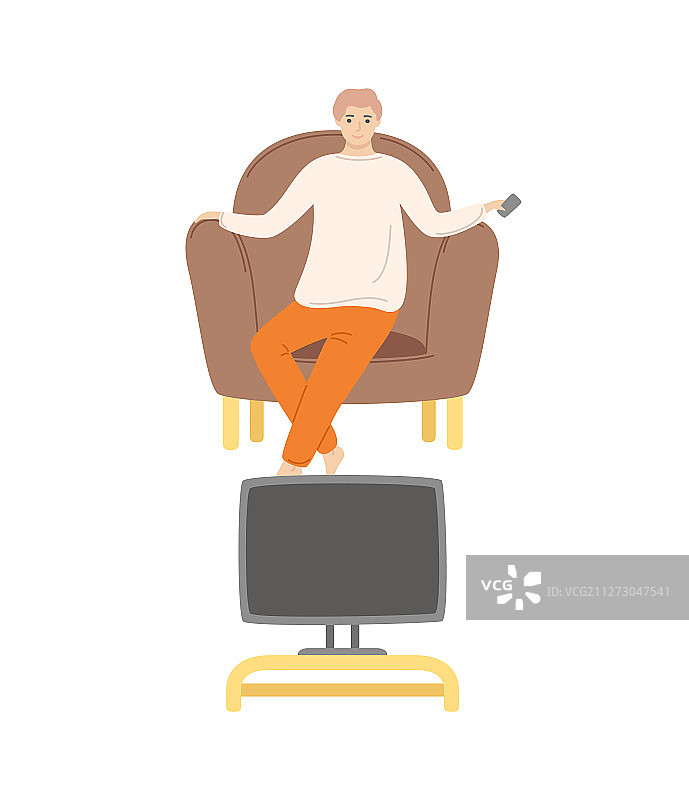 男人独自在家坐在蒲团上看电影图片素材