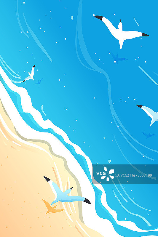 夏天大暑暑假海边度假顶视图海面背景矢量插画图片素材