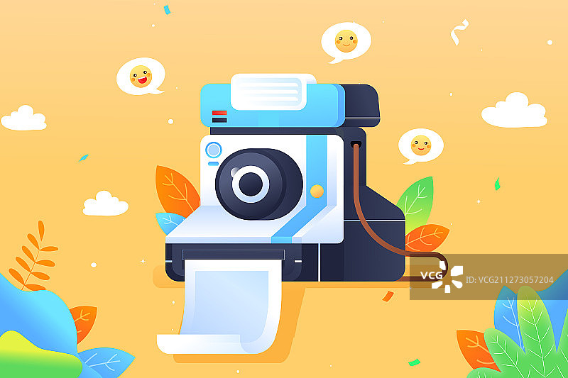 摄影相机记录拍摄表情矢量插画图片素材