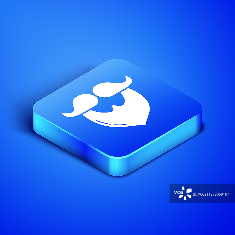 2.5D胡须图标（蓝色背景）图片素材