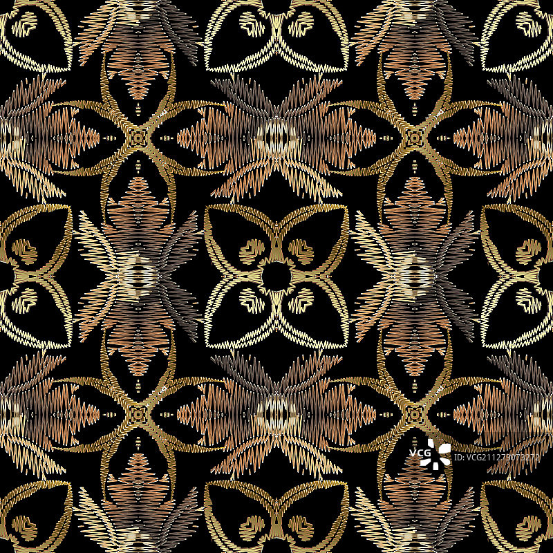 刺绣巴洛克式装饰无缝图案图片素材