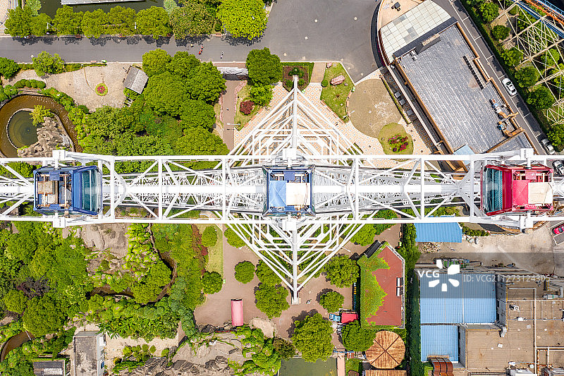 航拍上海锦江乐园摩天轮图片素材