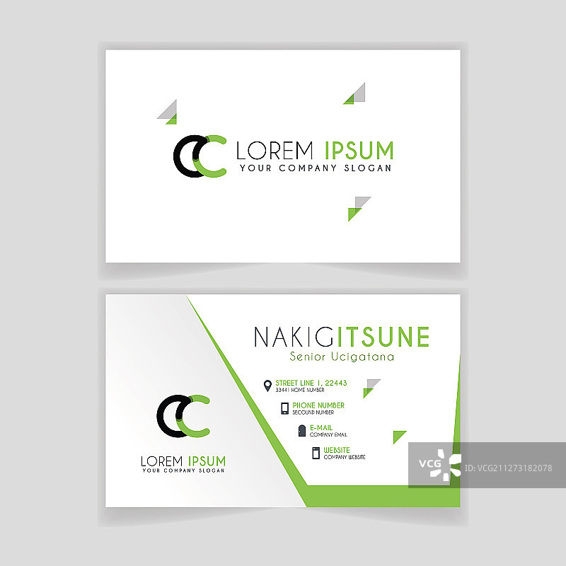 带有首字母CC的简约名片图片素材