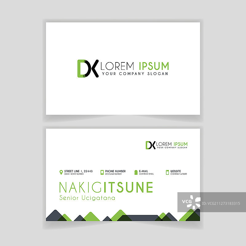 DK首字母简约商务名片图片素材