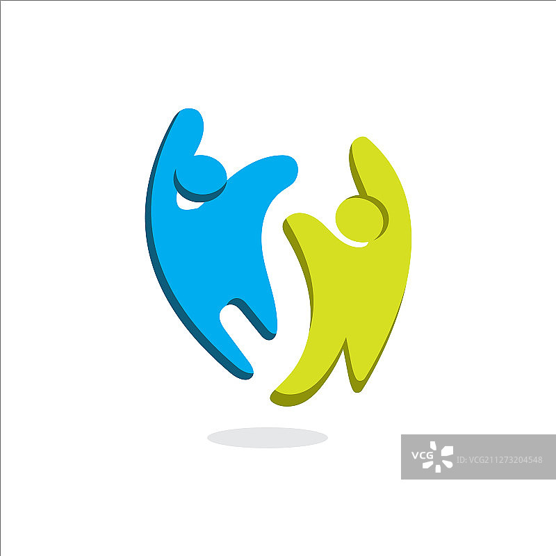 抽象的两人快乐标志模板设计图片素材