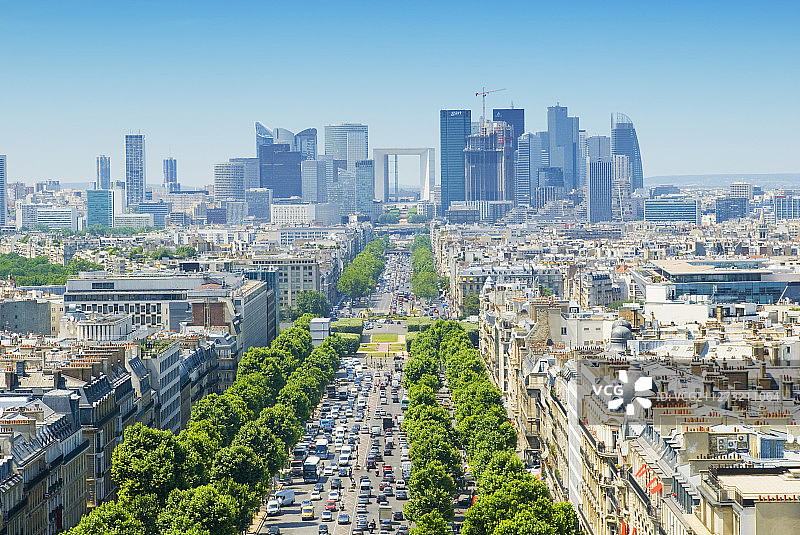 从凯旋门望向拉德芳斯图片素材