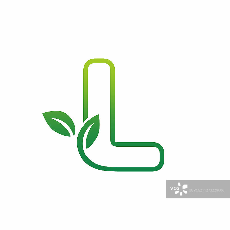 字母L，叶子生长嫩芽Logo图标图片素材