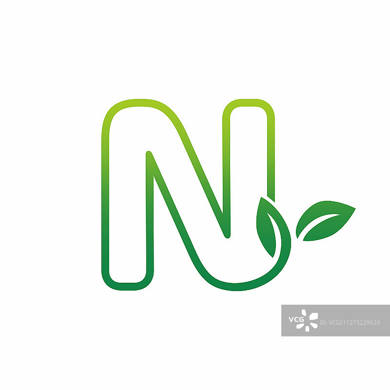 字母N叶子生长芽logo图标图片素材