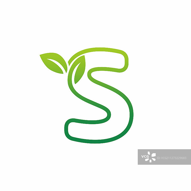 字母S叶子生长萌芽标志图标图片素材