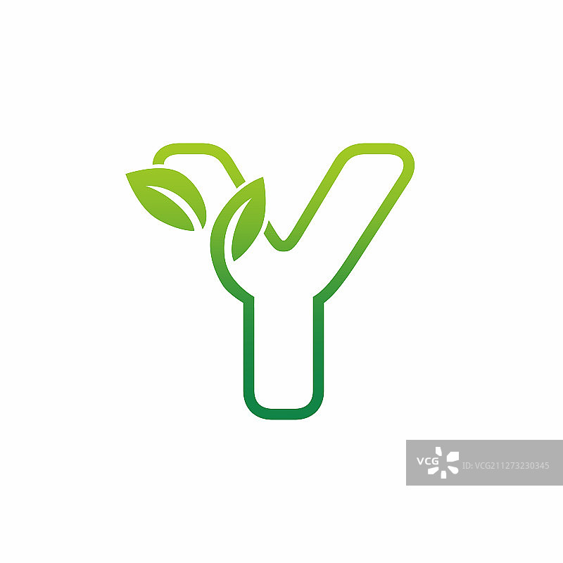 树叶生长花蕾嫩芽字母Y标志图标图片素材