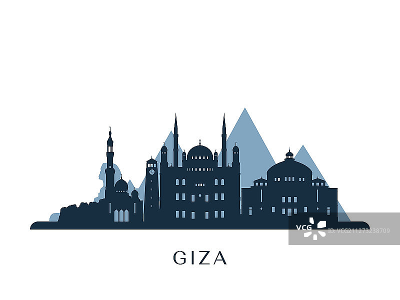 吉萨天际线单色剪影图片素材