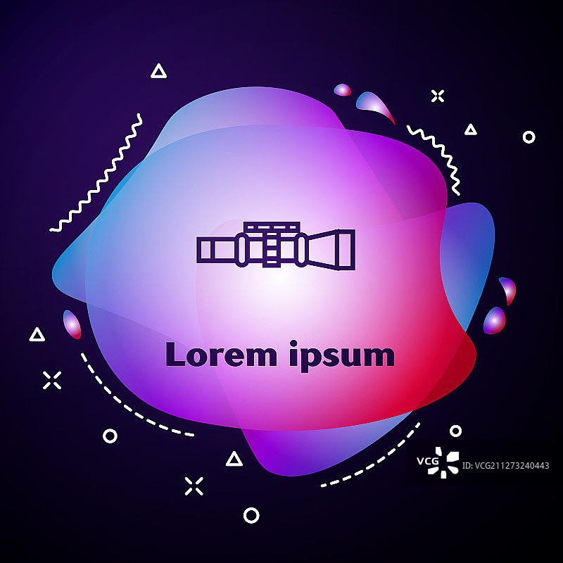 深蓝色背景上的紫色线条狙击步枪瞄准镜图标图片素材