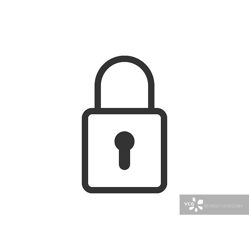 扁平风格的挂锁图标，白色隔离锁图片素材