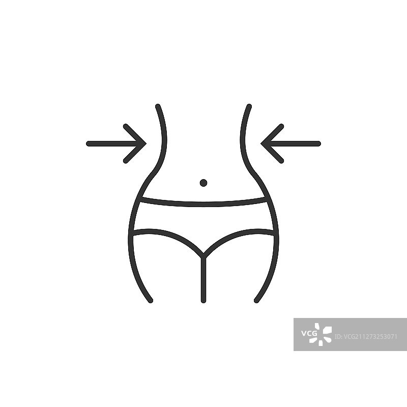 扁平风格减肥图标（白色背景腹部）图片素材