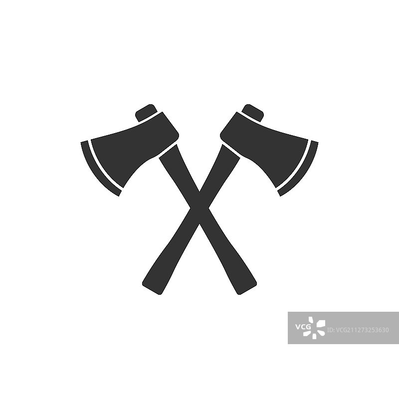 白色背景上的扁平风格伐木工人斧头图标图片素材