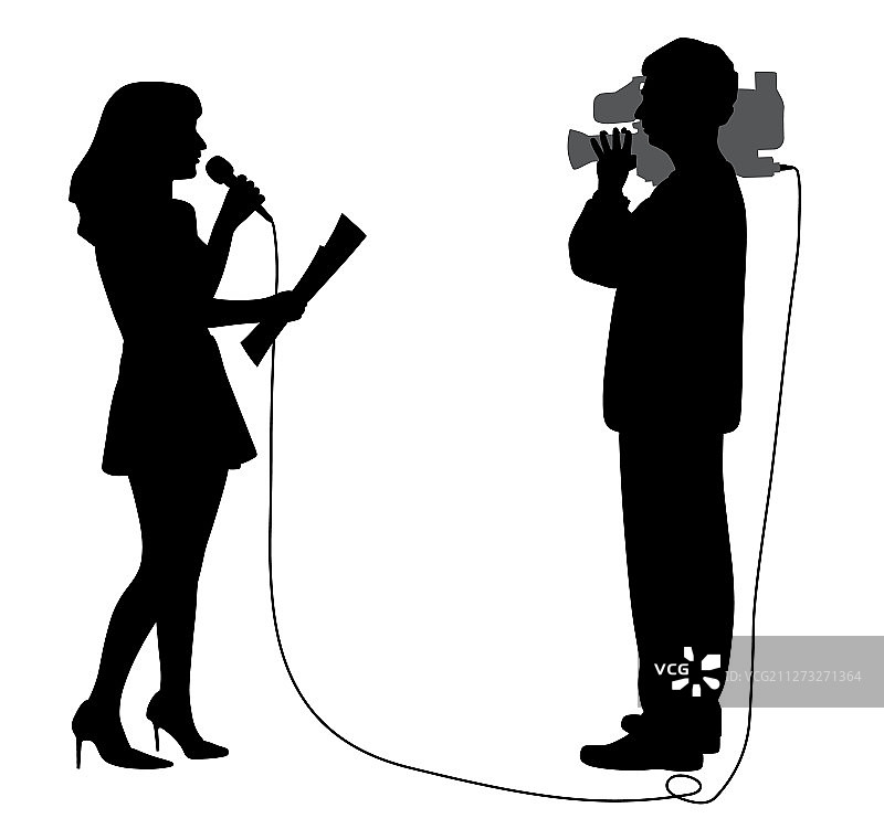 新闻记者和摄影师报道图片素材