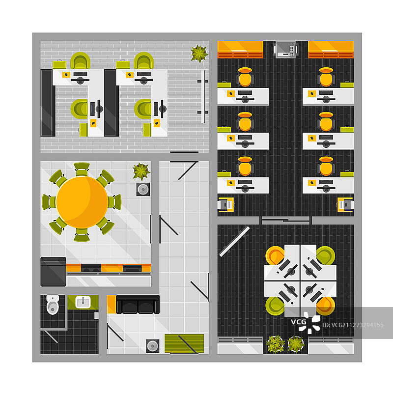 现代开放式办公室平面图图片素材