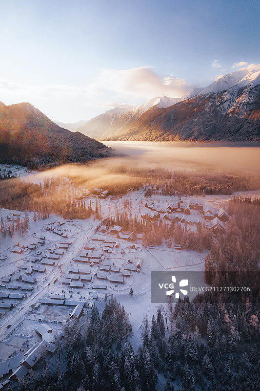 新疆自然风光冬季雪景图片素材