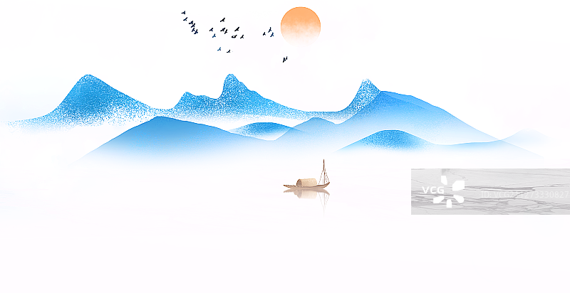 中国风水墨山水元素插画图片素材