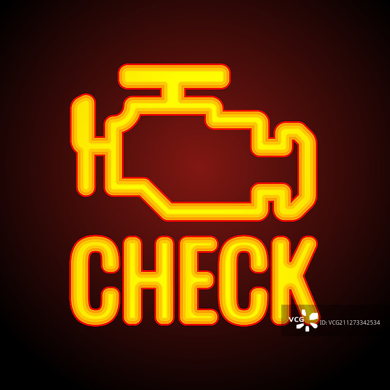 发光的发动机检查灯标志图片素材