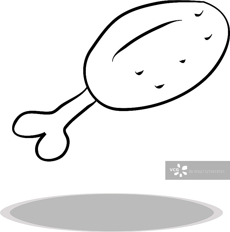 手绘扁平风鸡腿图标设计图片素材