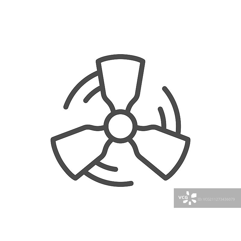 风扇线条轮廓图标和风力设备图片素材