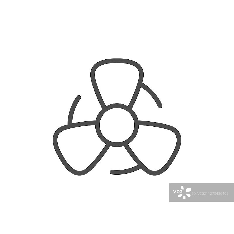 风扇线条轮廓图标和风力设备图片素材