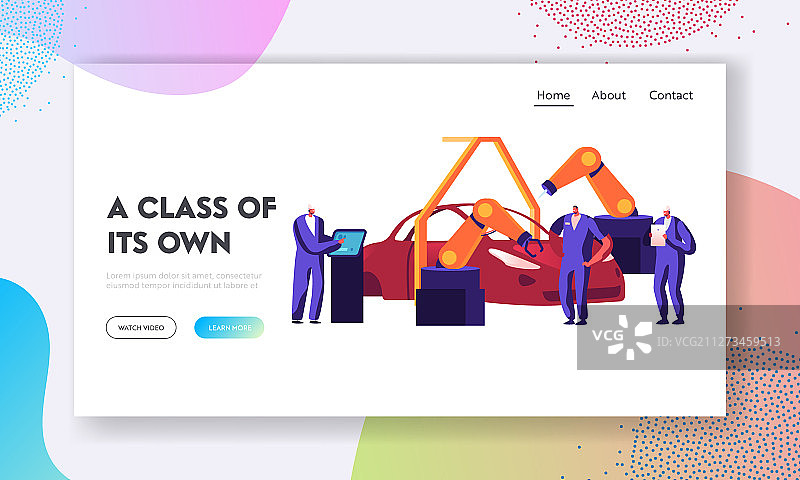 汽车生产工厂流程网站着陆页图片素材