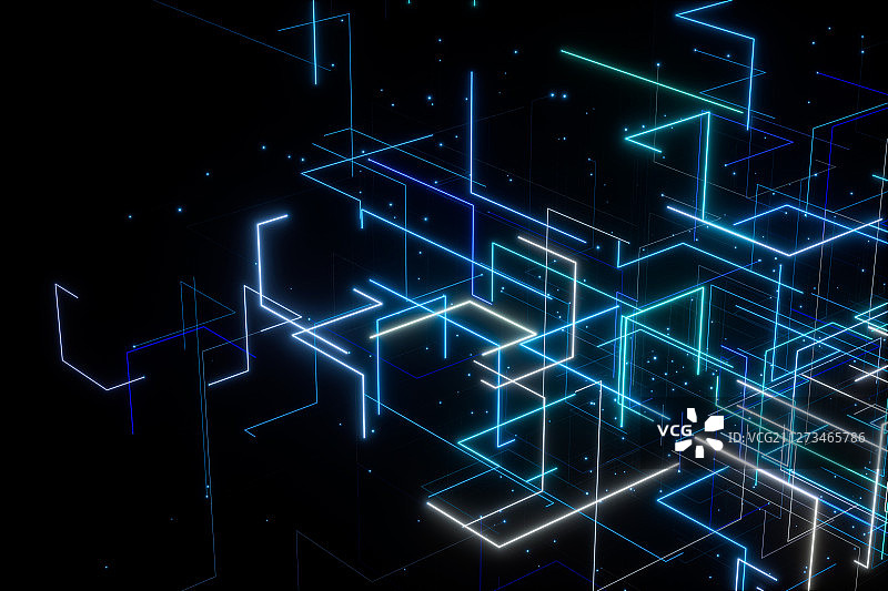 3D抽象科技线背景图片素材