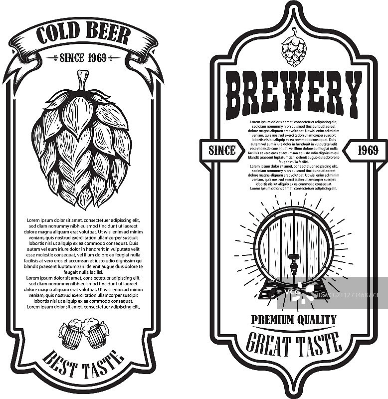 啤酒宣传单与啤酒花设计元素组合图片素材