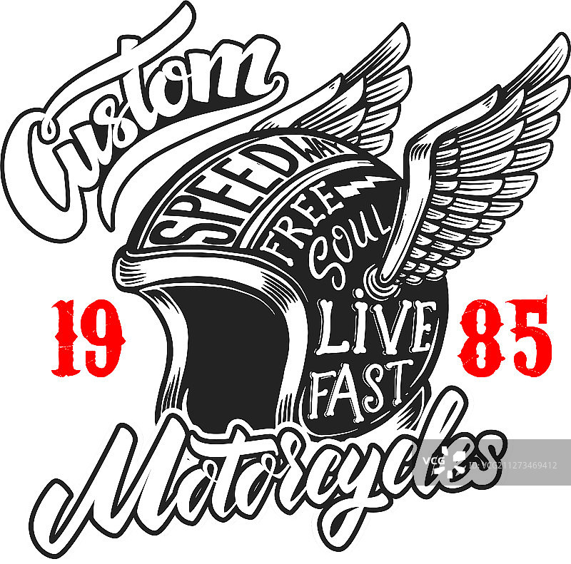 带翅膀的定制摩托车海报模板图片素材