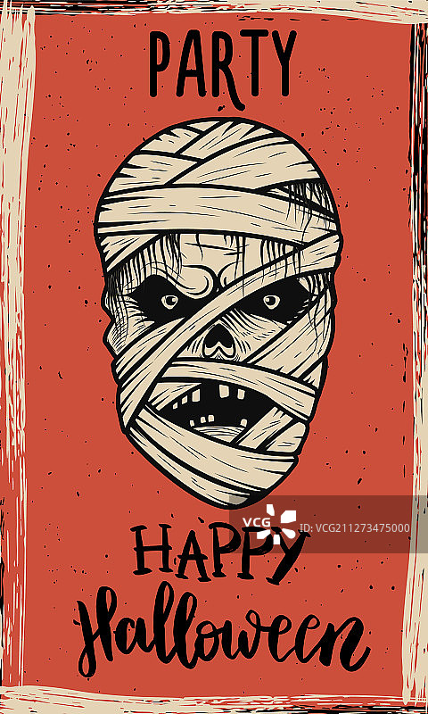 万圣节派对邪恶木乃伊宣传单模板图片素材