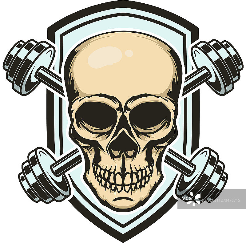 带骷髅和交叉杠铃的体育标志图片素材