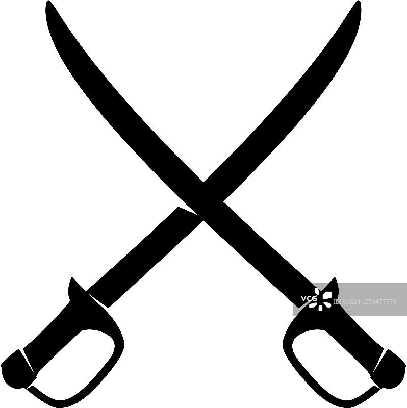 白色背景上隔离的交叉剑图片素材
