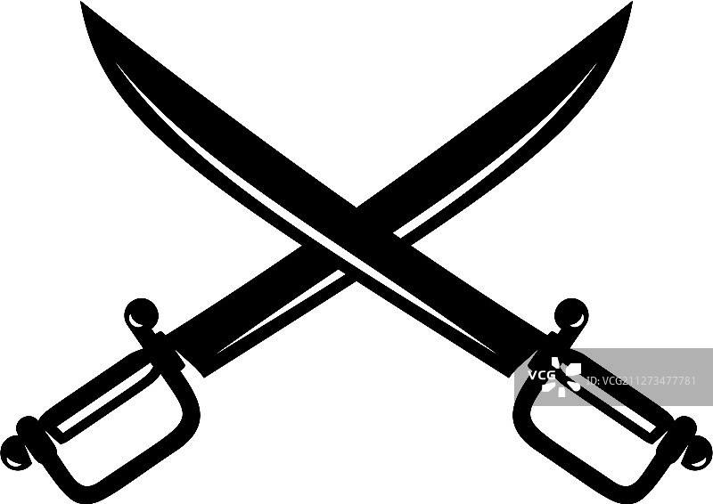 白色背景上隔离的交叉剑图片素材