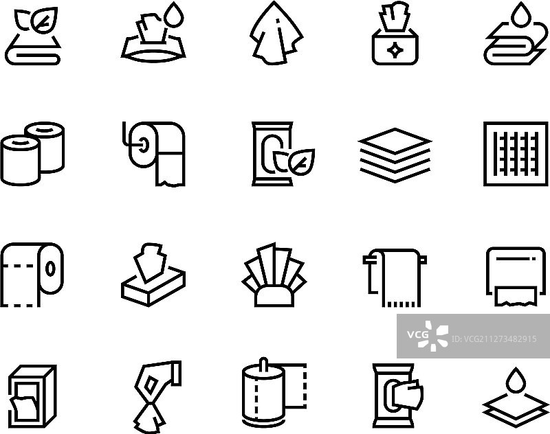 纺织浴室毛巾和餐巾线条图标图片素材