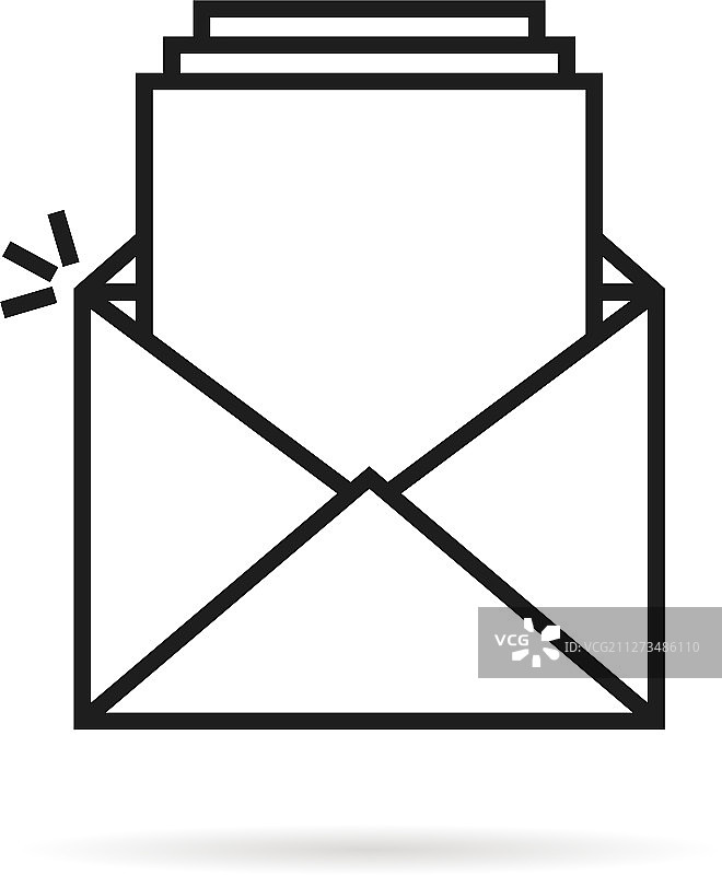 线性打开信件中的堆叠纸张图片素材